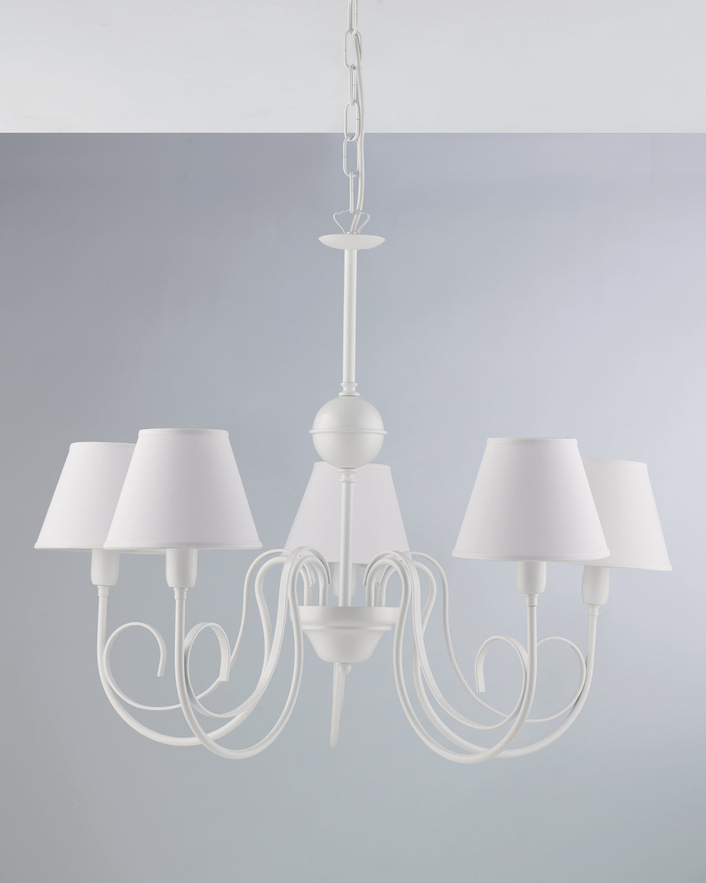 Agata, lampadario 5 luci Ø55, bianco