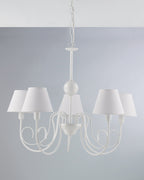 Agata, lampadario 5 luci Ø55, bianco