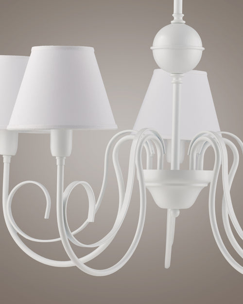 Agata, lampadario 5 luci Ø55, bianco