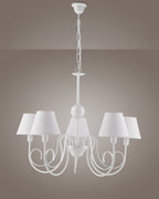 Agata, lampadario 5 luci Ø55, bianco