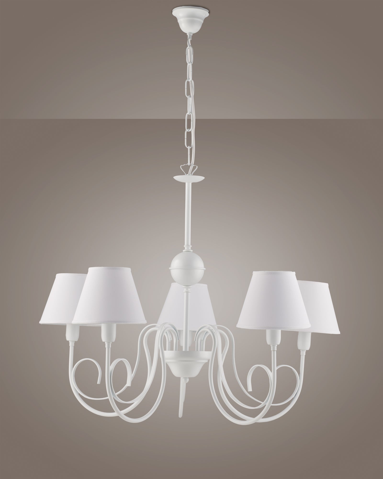 Agata, lampadario 5 luci Ø55, bianco