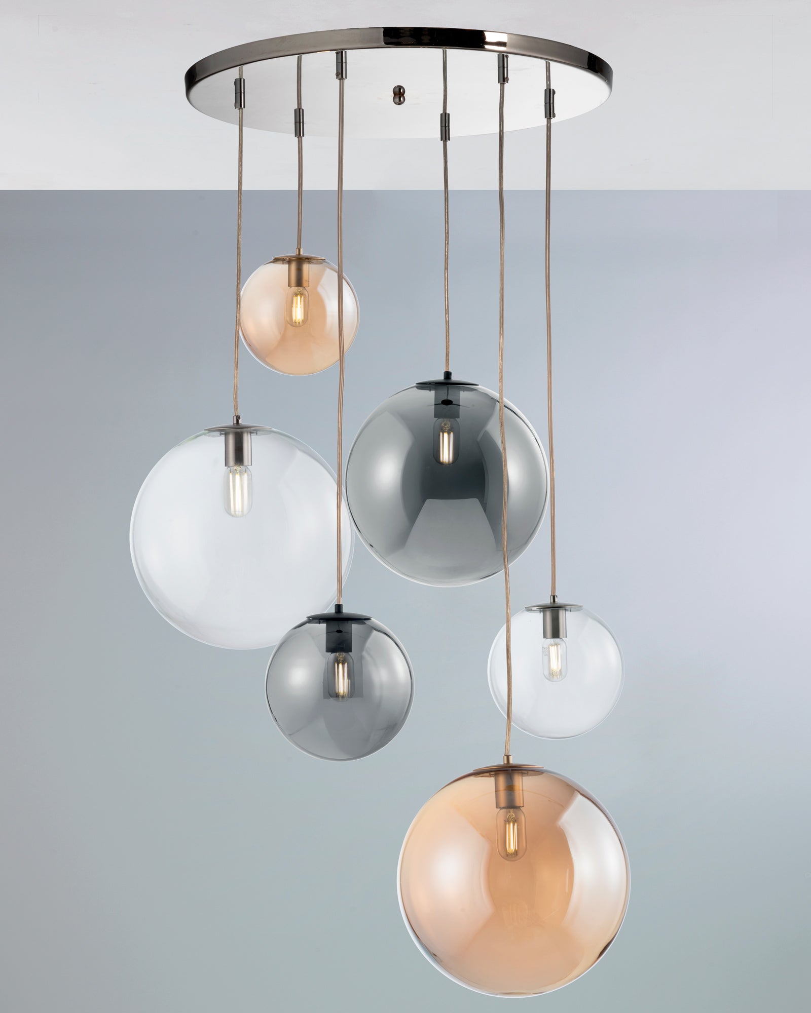 Gaia, sospensione 6 luci Ø50, multicolor