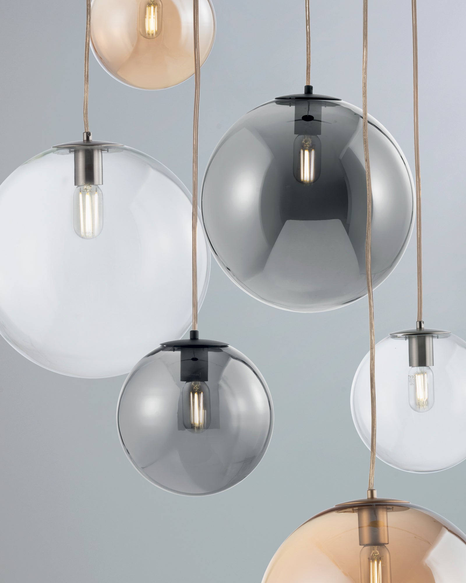 Gaia, sospensione 6 luci Ø50, multicolor