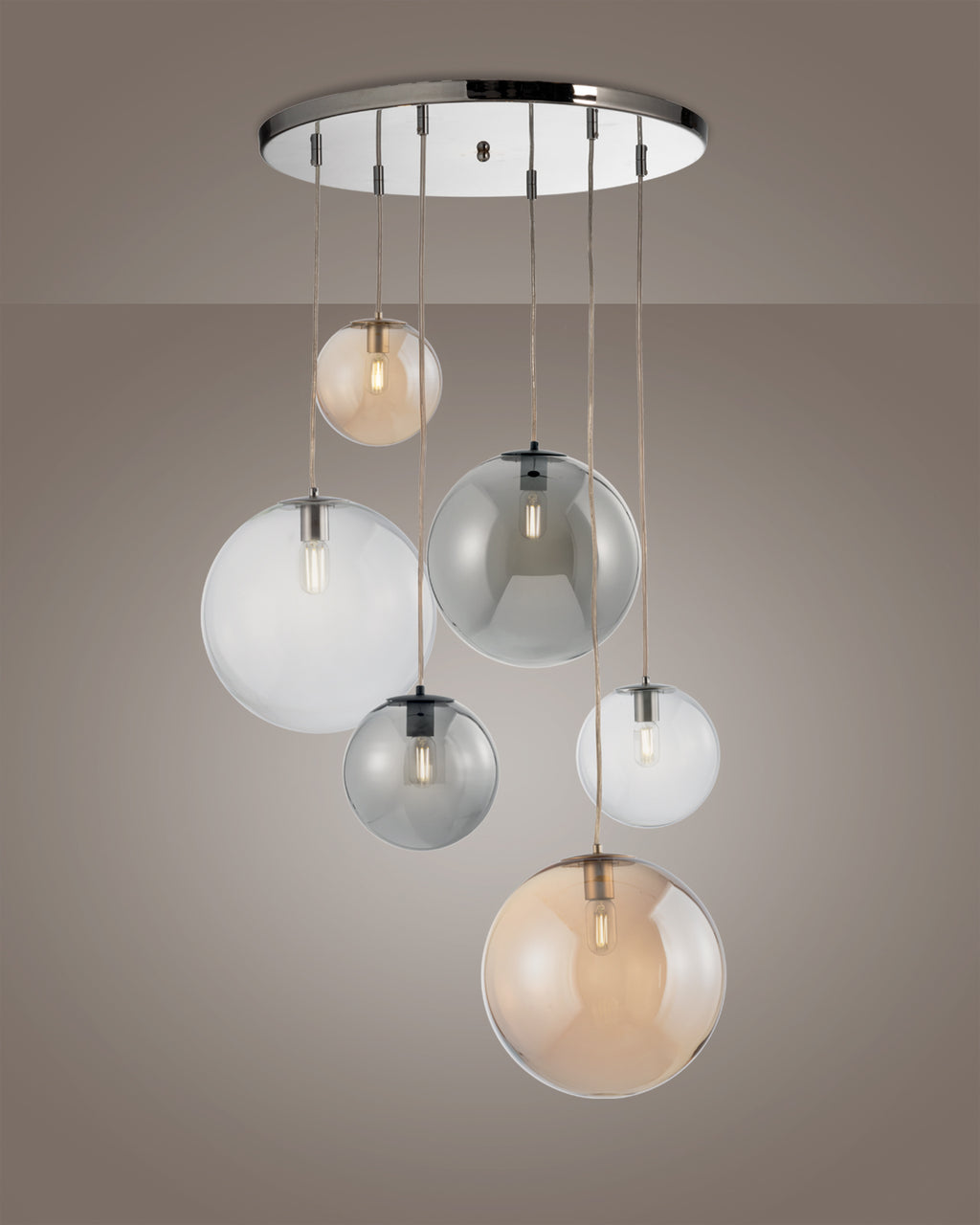 Gaia, sospensione 6 luci Ø50, multicolor