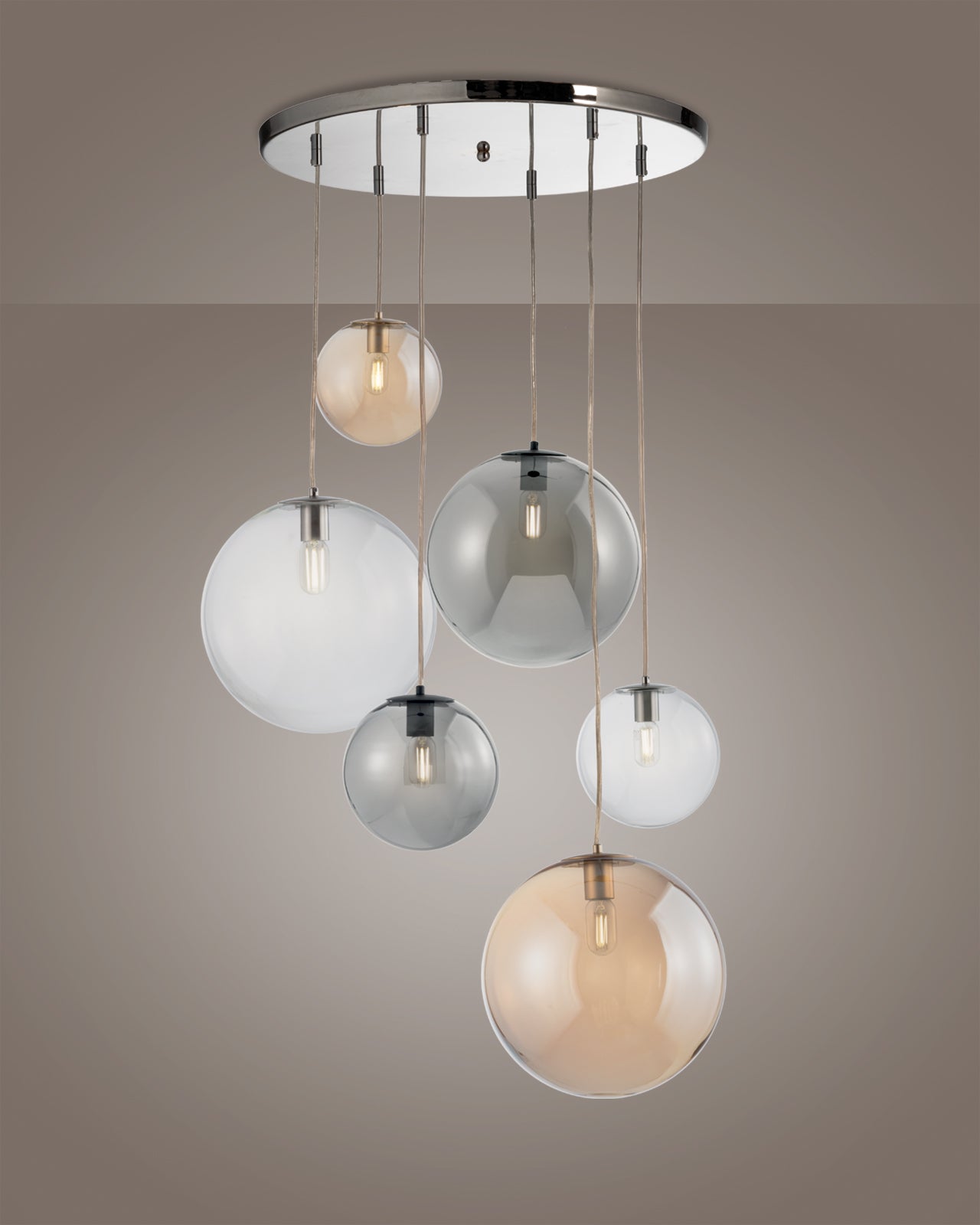 Gaia, sospensione 6 luci Ø50, multicolor
