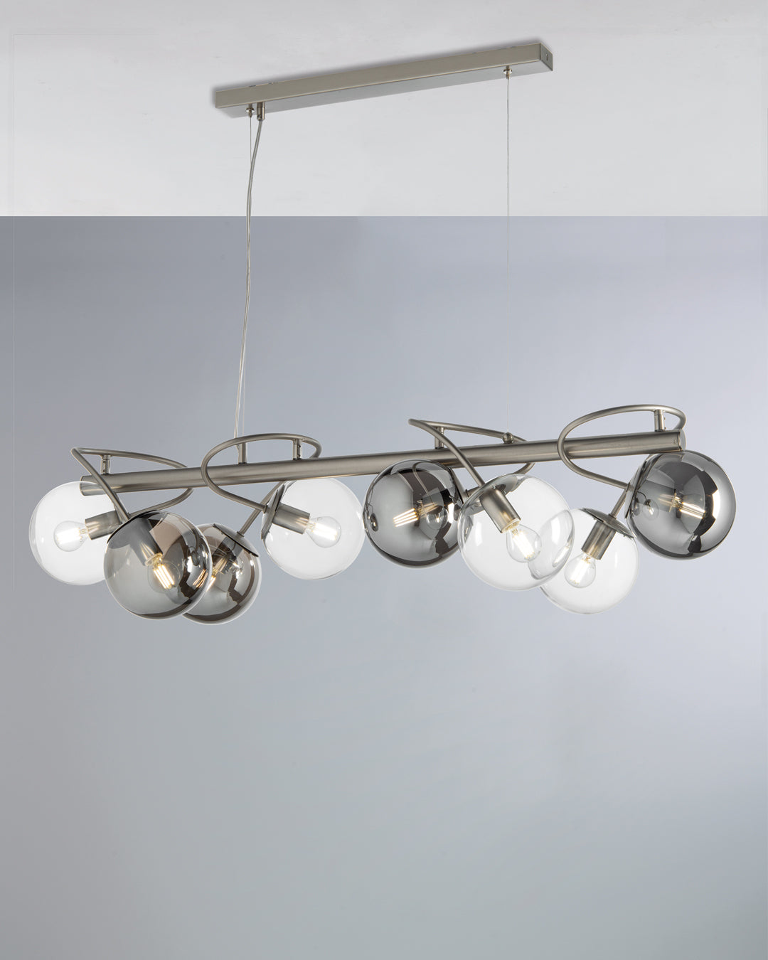 Globe, sospensione 8 luci, cromo