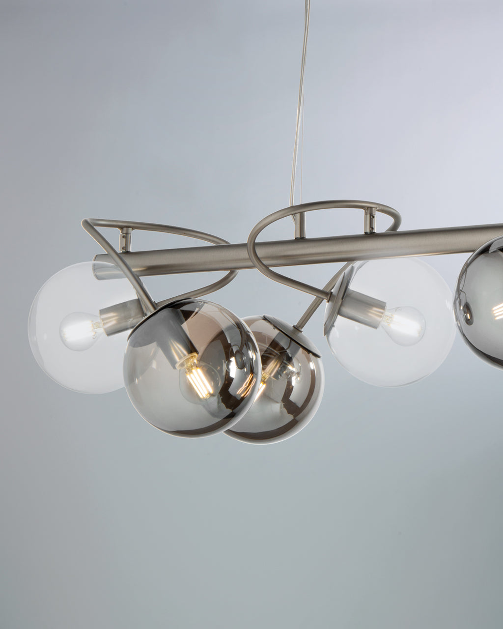 Globe, sospensione 8 luci, cromo