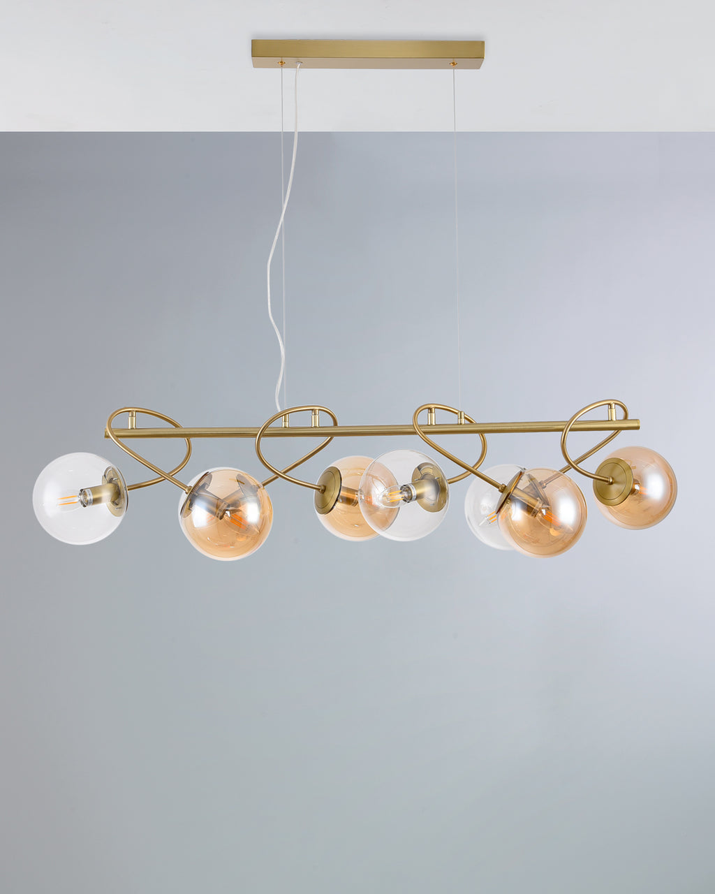 Globe, sospensione 8 luci, oro
