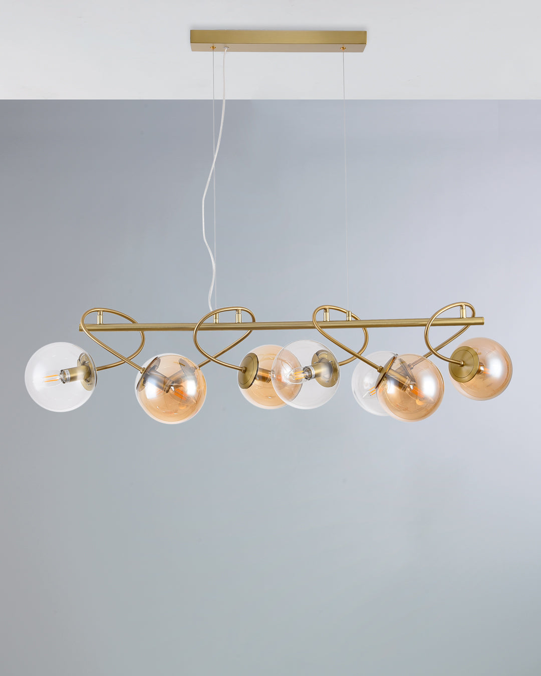 Globe, sospensione 8 luci, oro
