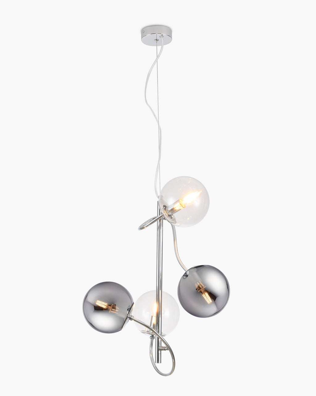Globe, sospensione 4 luci, cromo