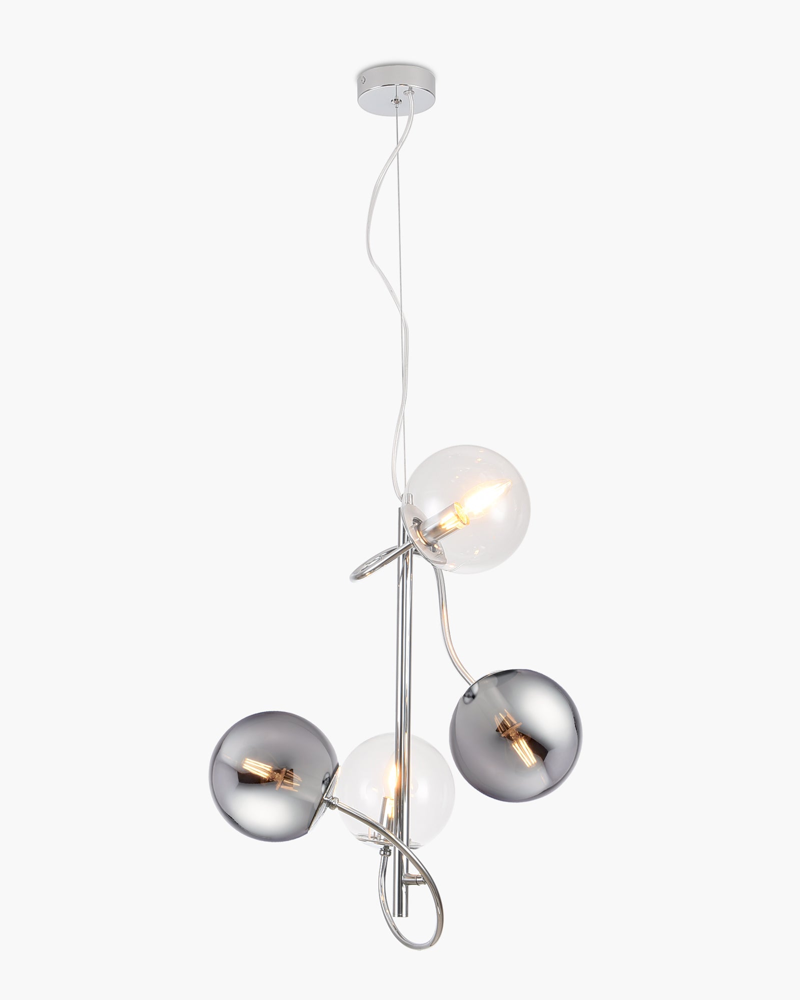 Globe, sospensione 4 luci, cromo