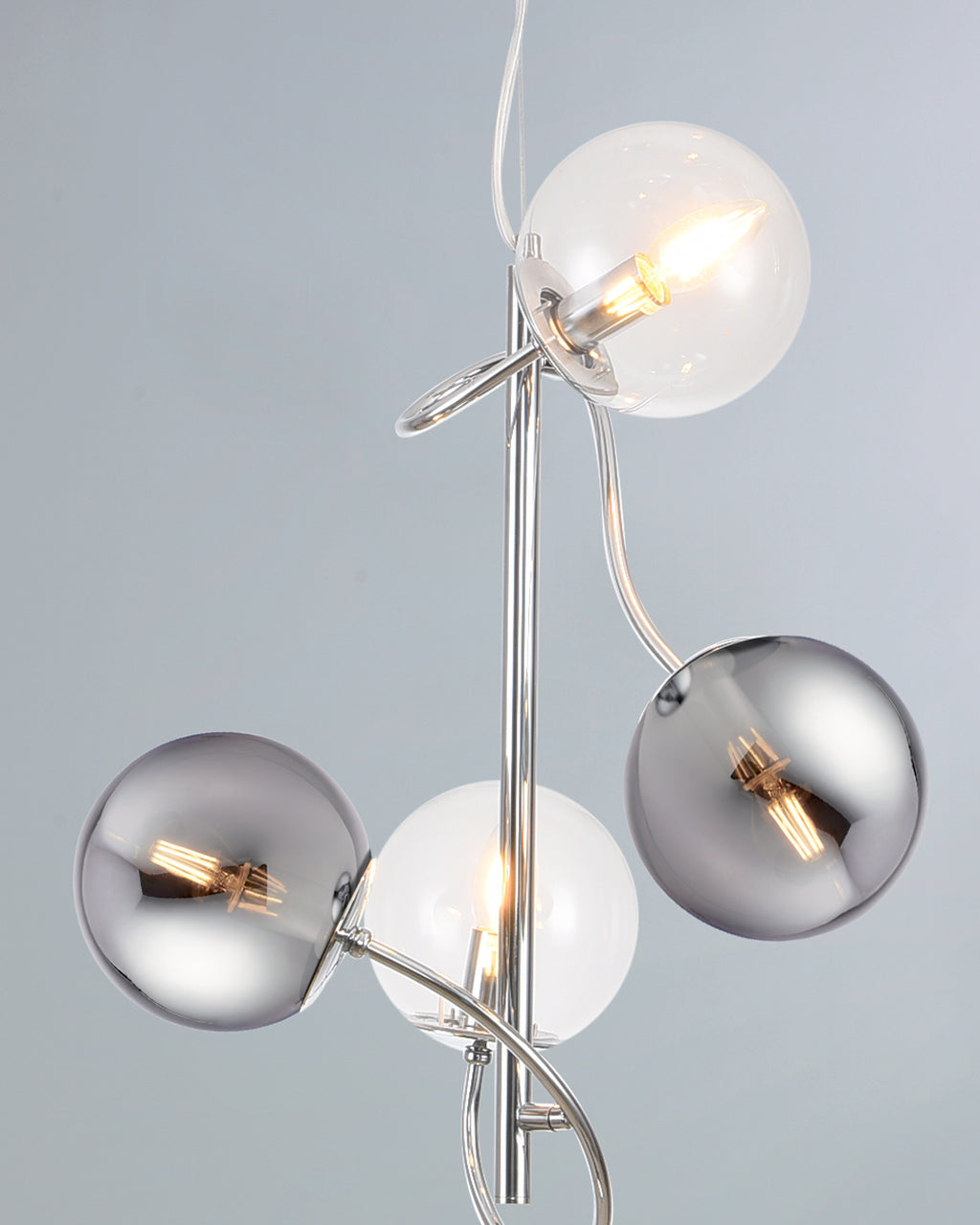 Globe, sospensione 4 luci, cromo