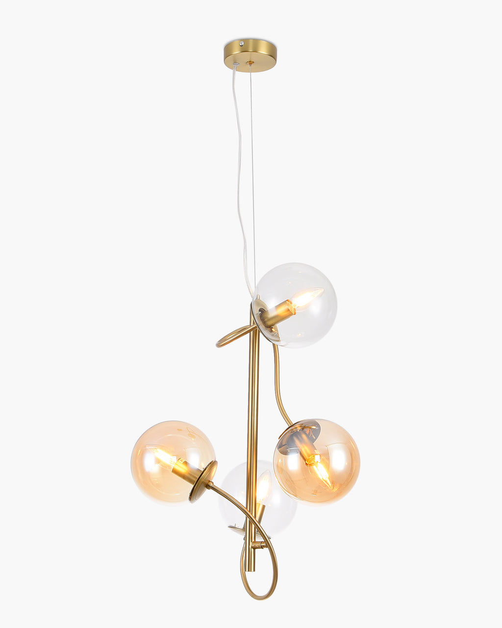 Globe, sospensione 4 luci, oro