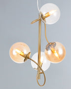 Globe, sospensione 4 luci, oro