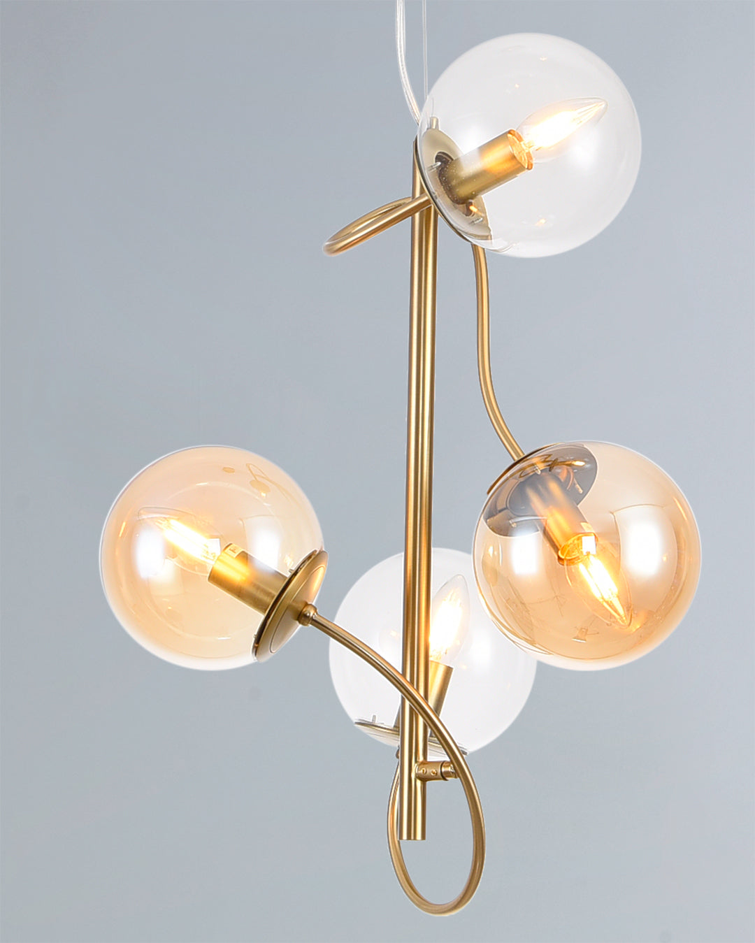 Globe, sospensione 4 luci, oro