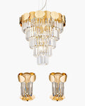 Set Incanto, sospensione + 2 lampade da tavolo, oro