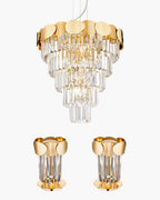 Set Incanto, sospensione + 2 lampade da tavolo, oro