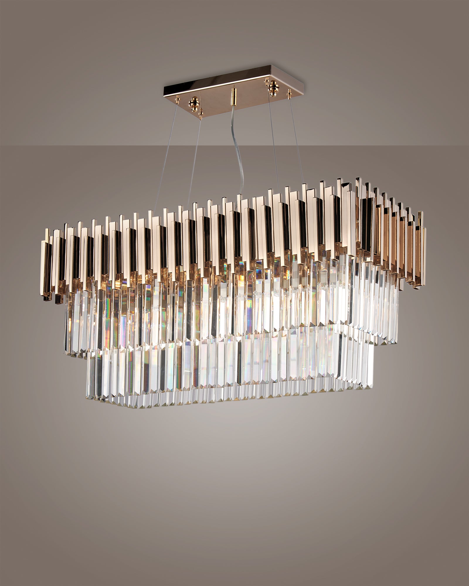 Lucy, sospensione 6 luci 85x35, oro