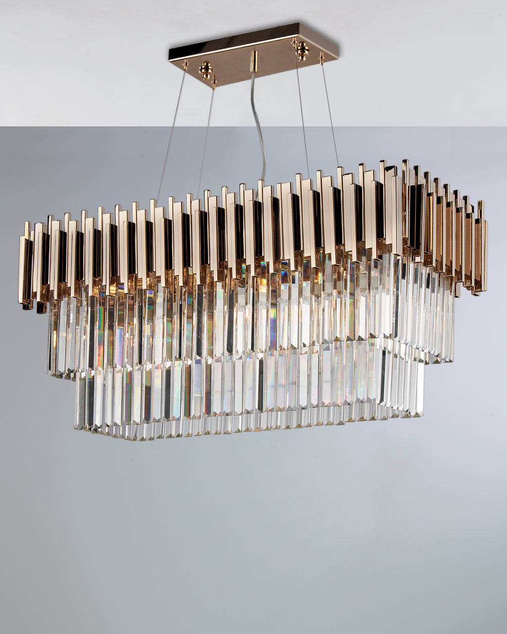 Lucy, sospensione 6 luci 85x35, oro