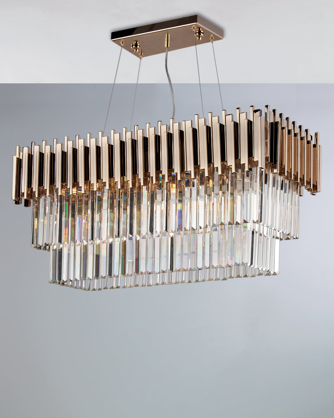 Lucy, sospensione 6 luci 85x35, oro