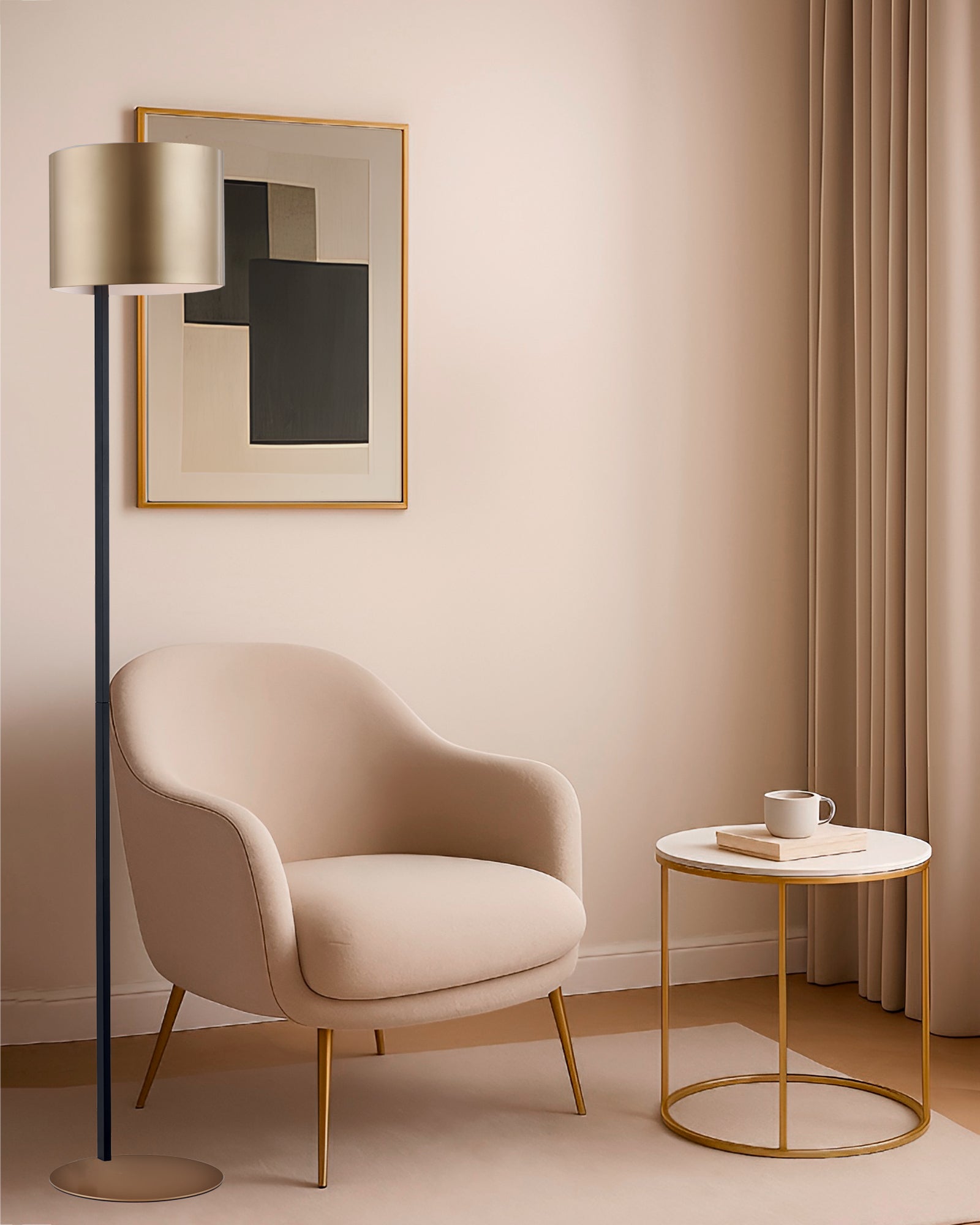 Metropolis, piantana con paralume Ø30, oro