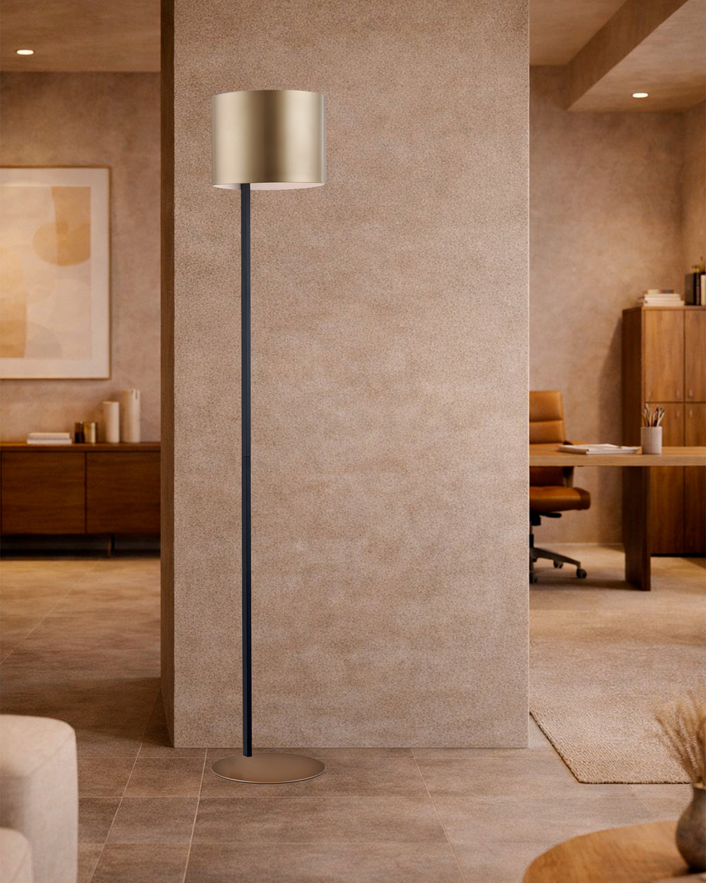 Metropolis, piantana con paralume Ø30, oro