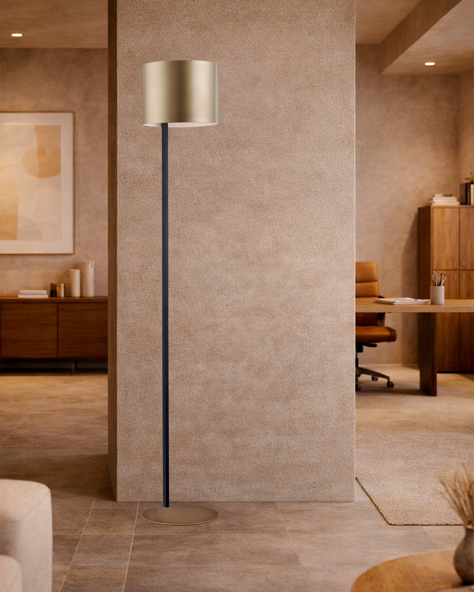 Metropolis, piantana con paralume Ø30, oro