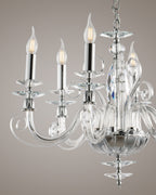 Mozart, lampadario 6 luci Ø60, cromo