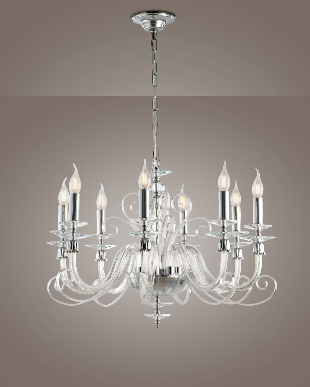 Mozart, lampadario 8 luci Ø70, cromo