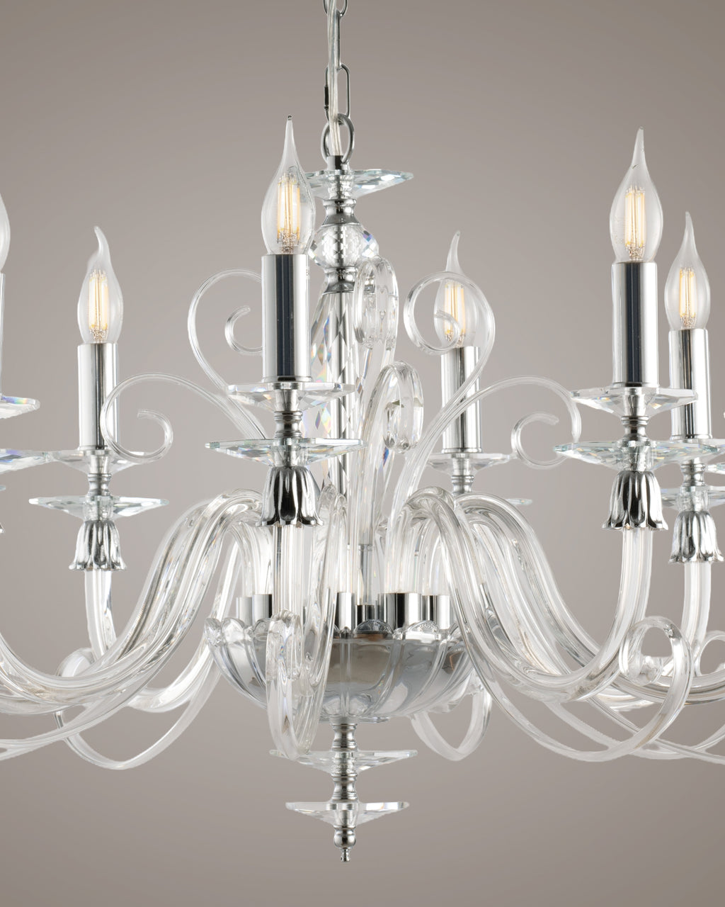 Mozart, lampadario 8 luci Ø70, cromo