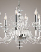 Mozart, lampadario 8 luci Ø70, cromo