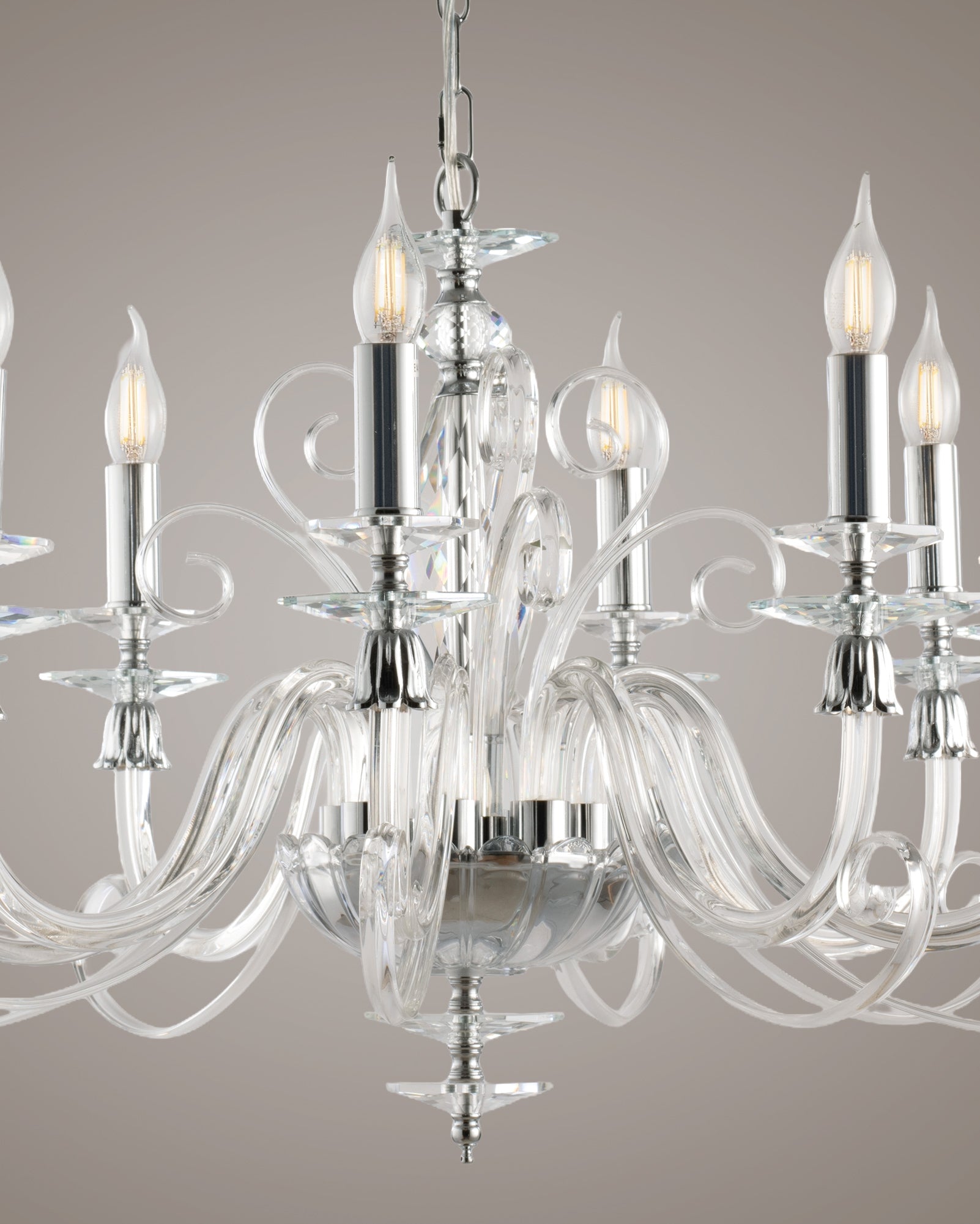 Mozart, lampadario 8 luci Ø70, cromo