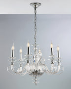 Mozart, lampadario 6 luci Ø60, cromo