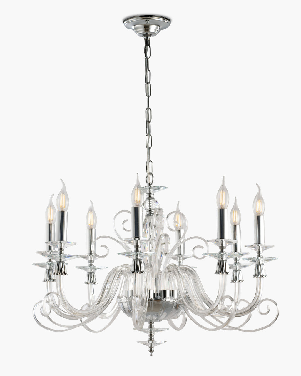Mozart, lampadario 8 luci Ø70, cromo