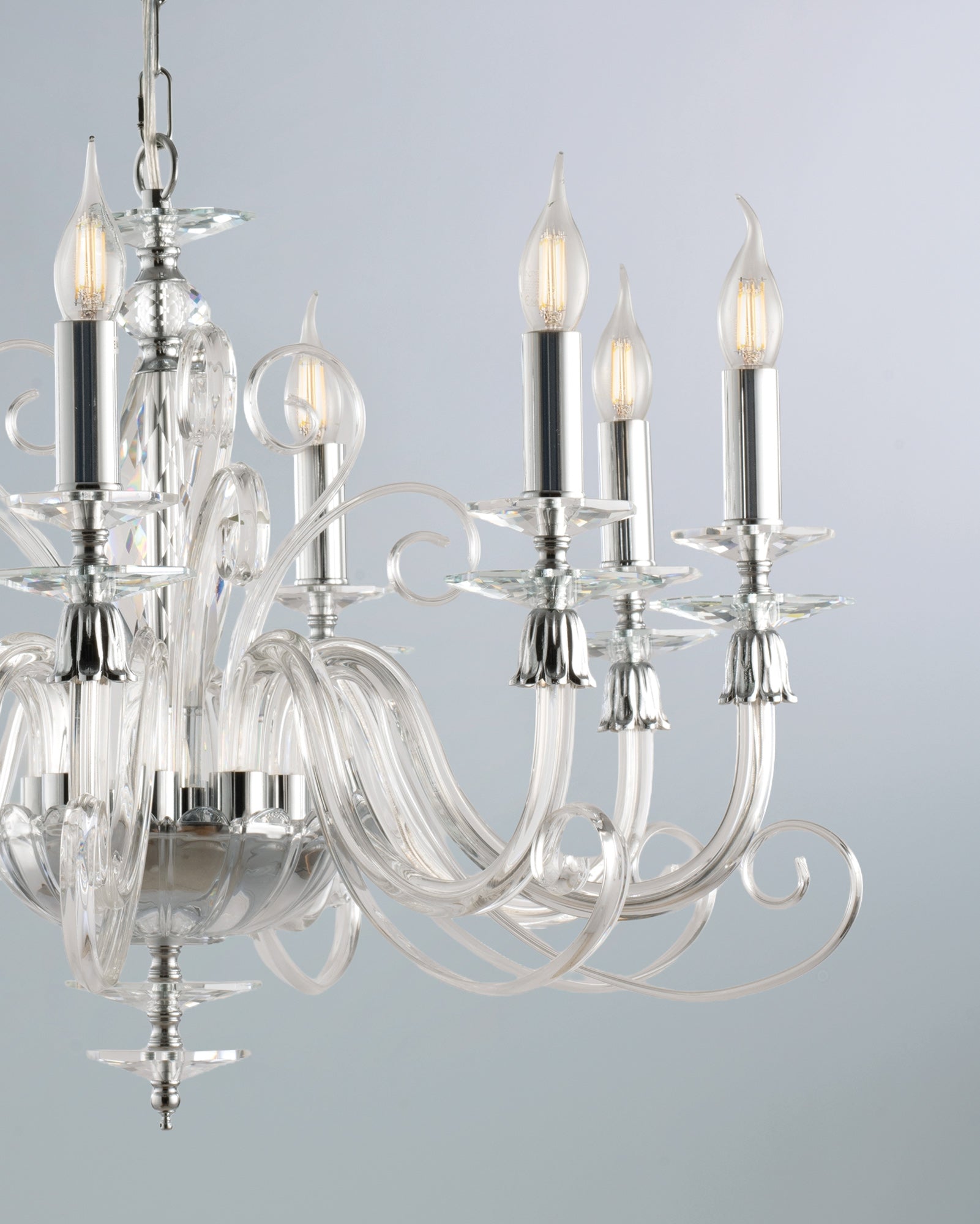 Mozart, lampadario 8 luci Ø70, cromo